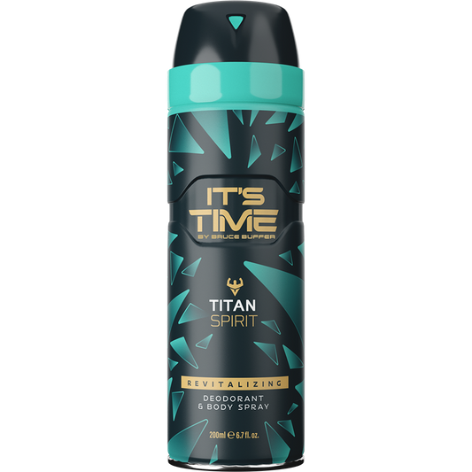 A single can of IT'S TIME Titan Spirit Deodorant and Body Spray.