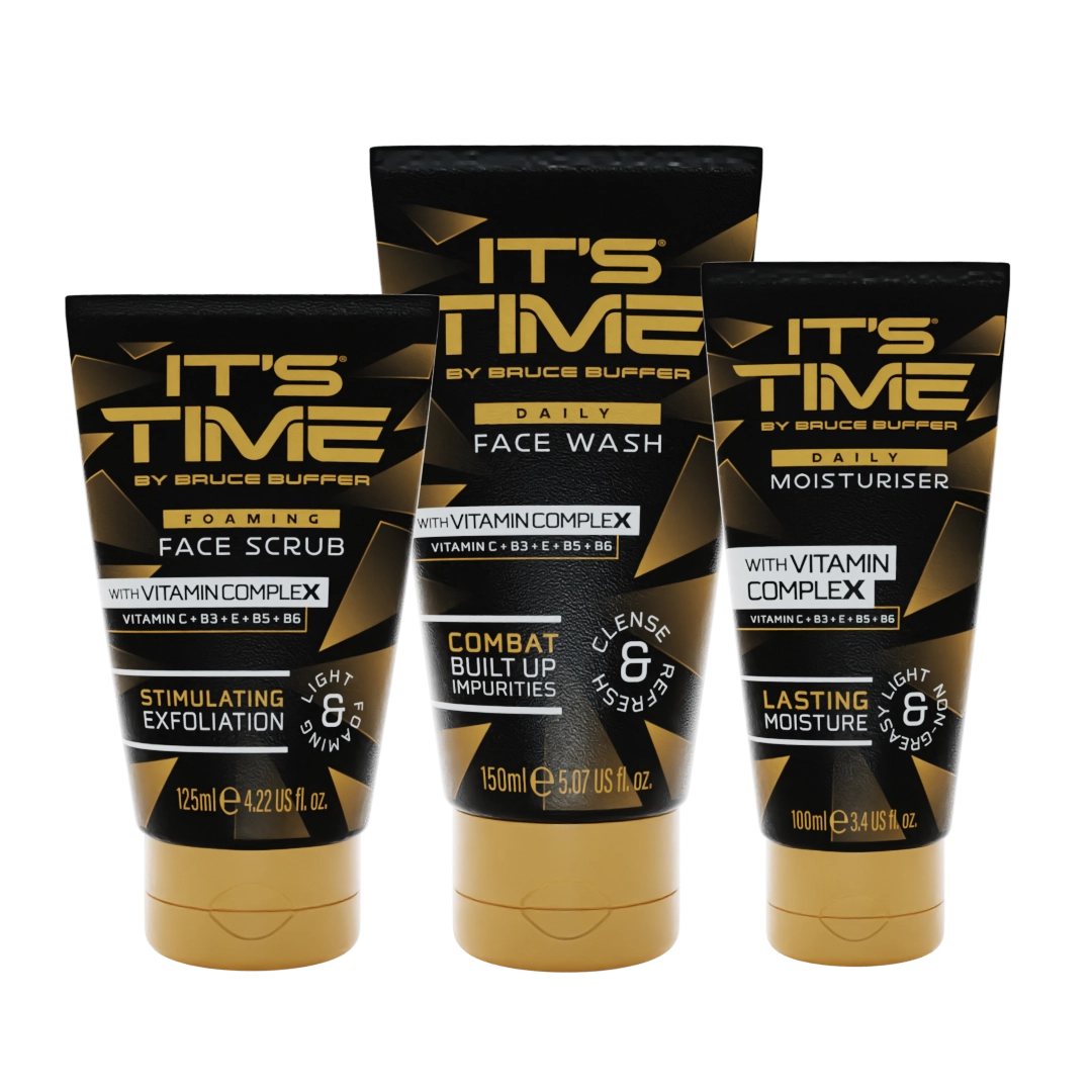 The Vitamin Complex Bundle by IT'S TIME featuring the Foaming Face Scrub, Daily Face Wash, and Daily Moisturiser.